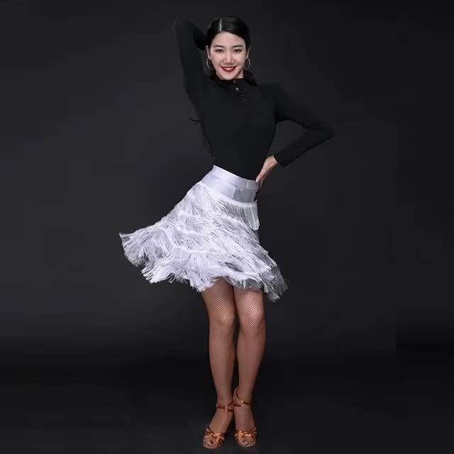 Professional Black Multilayer Fringes Latin Dance Skirt for Tango, Flamenco, Salsa, and Ballroom - Perfect for Competitions, Performances, and Practice