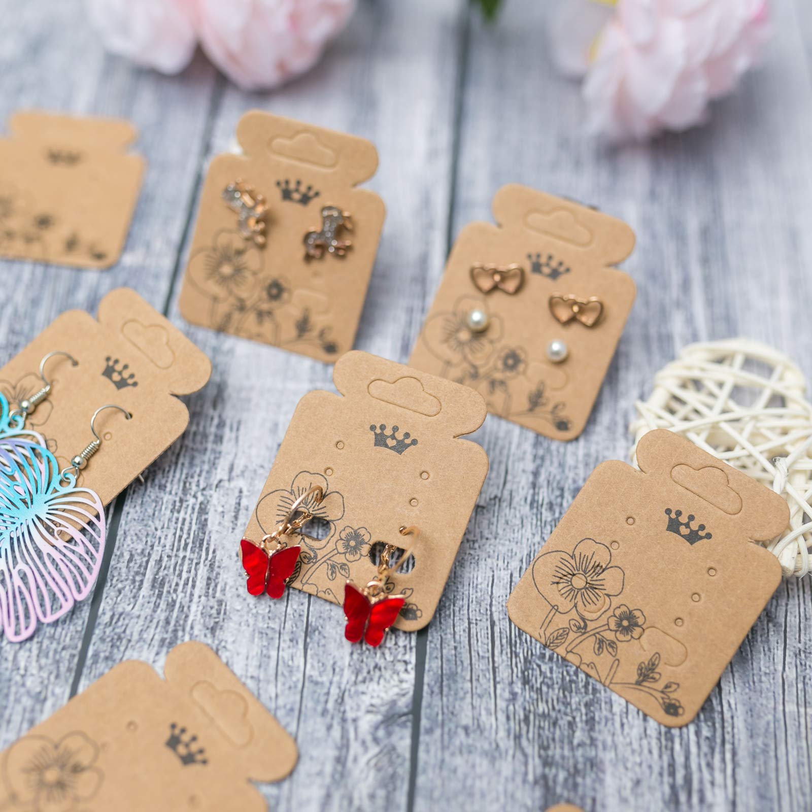 100-Pack Kraft Paper Earring Display Cards - 1.96