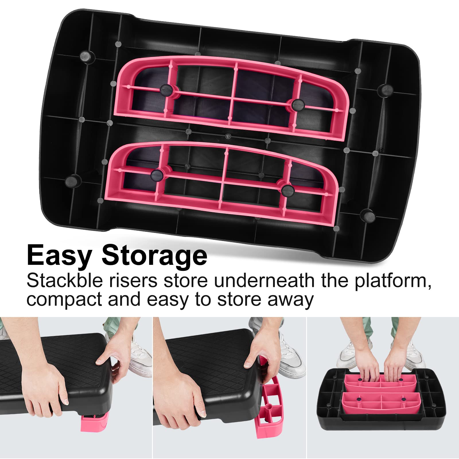 Adjustable 4-6 Inch Aerobic Step Platform with 2 Risers - Home Gym Equipment for Cardio, Step Training & Workouts - Perfect for Fitness Classes, HIIT & Home Exercise
