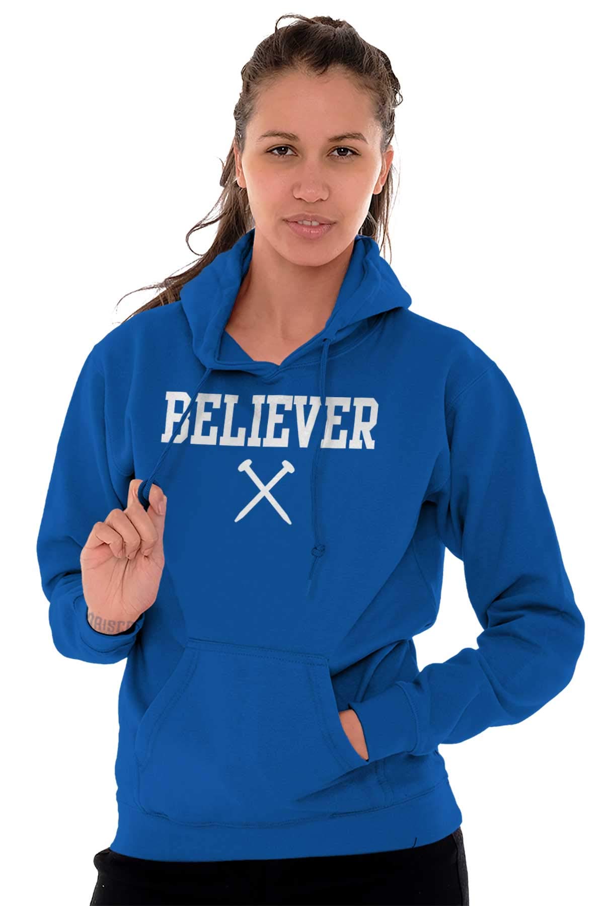 Christian Cross Hoodie Sweatshirt for Women & Men - Teaze Believer Classic Design - Perfect for Church, Bible Study & Faith-Based Events