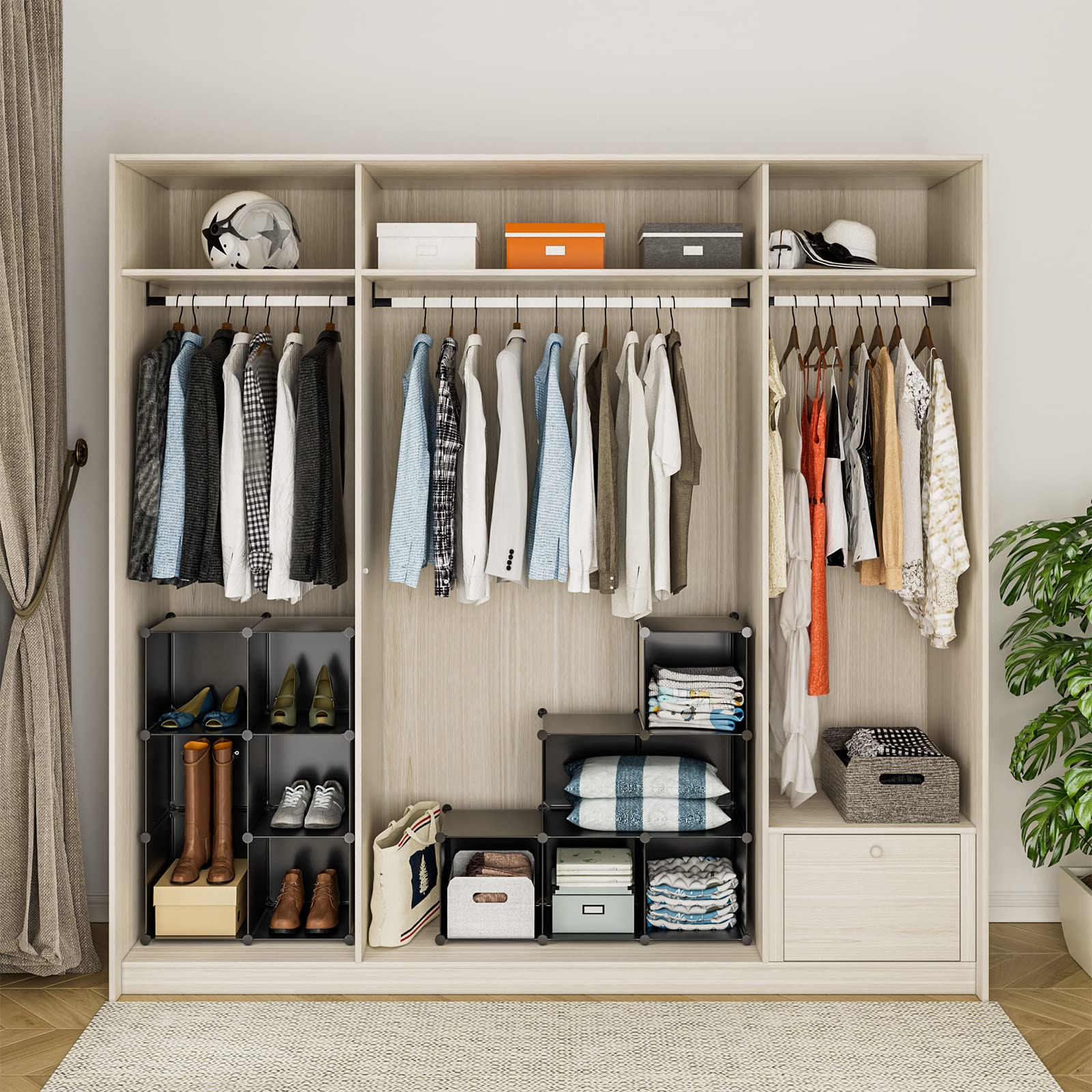 6-Cube Closet Organizer & Storage Shelf - Black Fabric Bookcase for Bedroom, Office, Kids Room | Perfect for Clothes, Toys, Books & Home Organization
