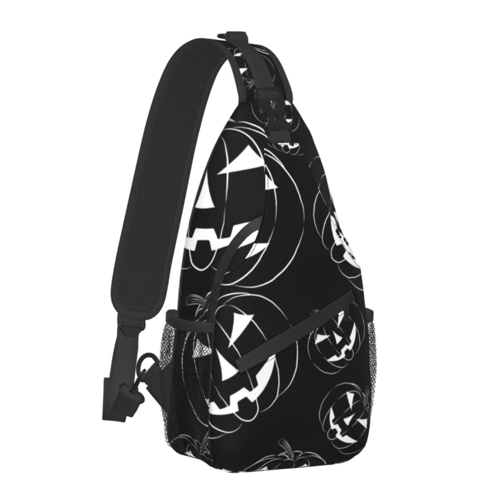 Men's Casual Sling Backpack - Halloween Pumpkin Skull Crossbody Bag for Gym, Travel & Outdoor Hiking | Perfect for Costumes, Daypacks & Unbalance Style