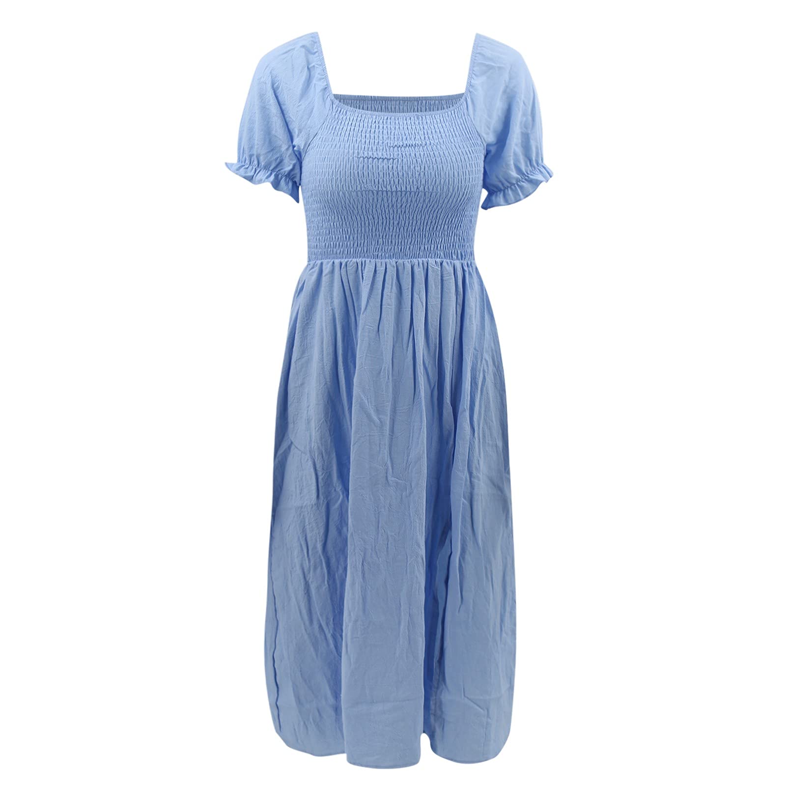 Boho Off-Shoulder Midi Dress for Women 2023 - Casual Summer Dress with Puff Sleeves & Bow Detail | Perfect for Beach Vacations, Date Nights & Summer Parties