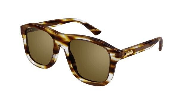 Gucci GG1316S 003 Havana/Bronze Soft Square Men's Sunglasses - UV Protection Polarized Lenses for Driving, Travel & Outdoor Activities