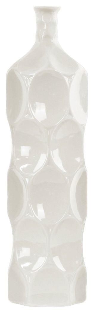 White Ceramic Round Bottle Vase with Dimpled Sides & MD Gloss Finish - Elegant Home Decor for Centerpieces, Wedding Decorations & Floral Arrangements