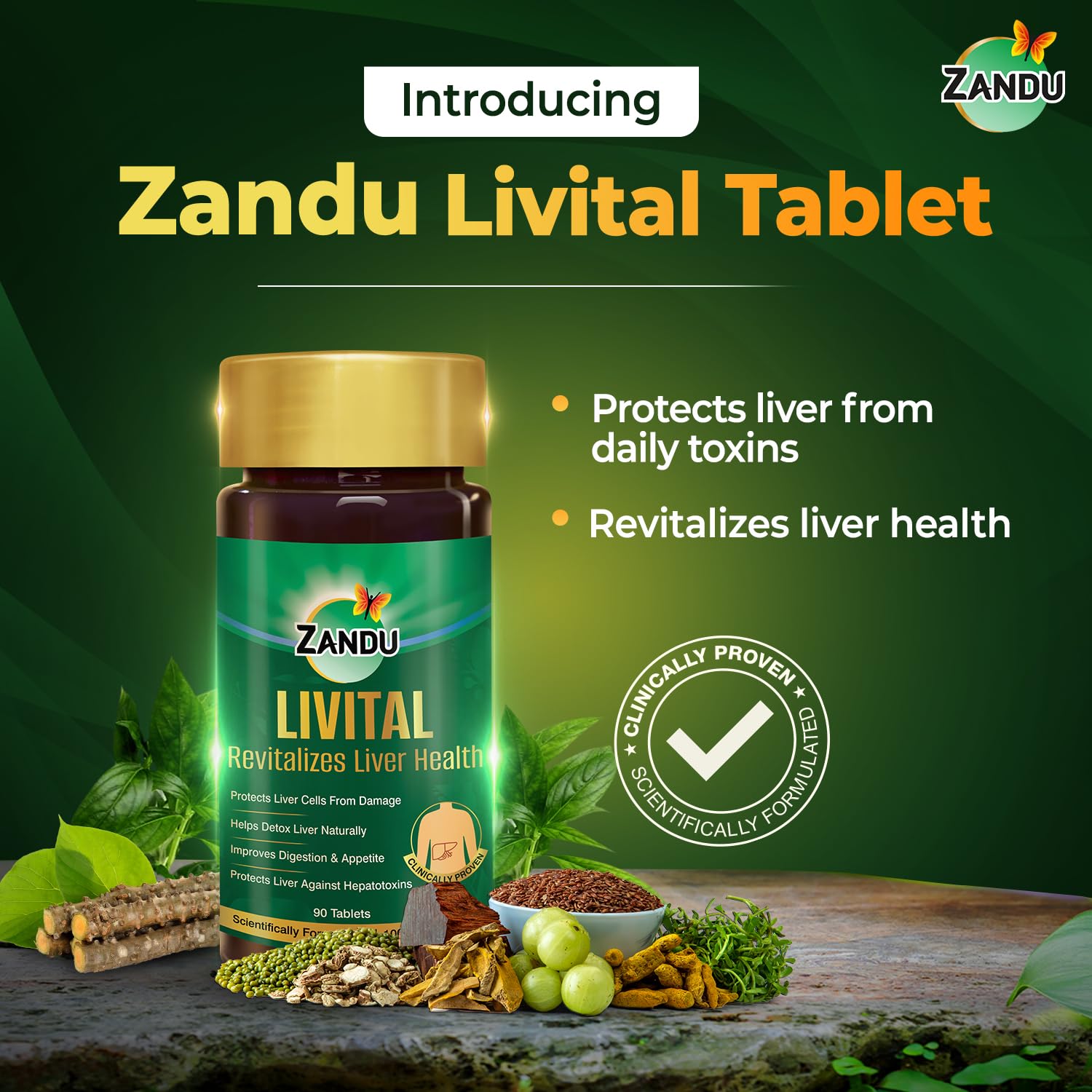 Zandu Livital Liver Tablets – Clinically Proven Ayurvedic Liver Detox & Health Support Supplement | 90 Tablets | Natural Bhringaraj & Guduchi Formula | Supports Liver Function, Digestion & Immunity | Perfect for Post-Party Recovery, Heavy Meal Relief & Daily Wellness Routine