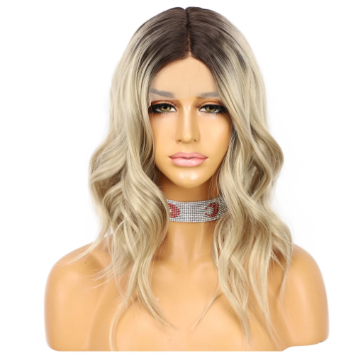 Wavy Synthetic Rooted Ombre Blonde Wig - Long Curly Heat Resistant Hairpiece for Cosplay, Halloween & Daily Wear
