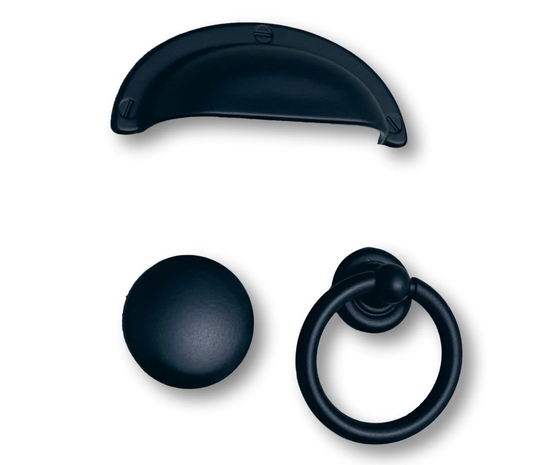 Matte Black Capri Cup Drawer Pulls and Knobs - Vintage Style Cabinet Hardware for Kitchen & Bathroom Drawers