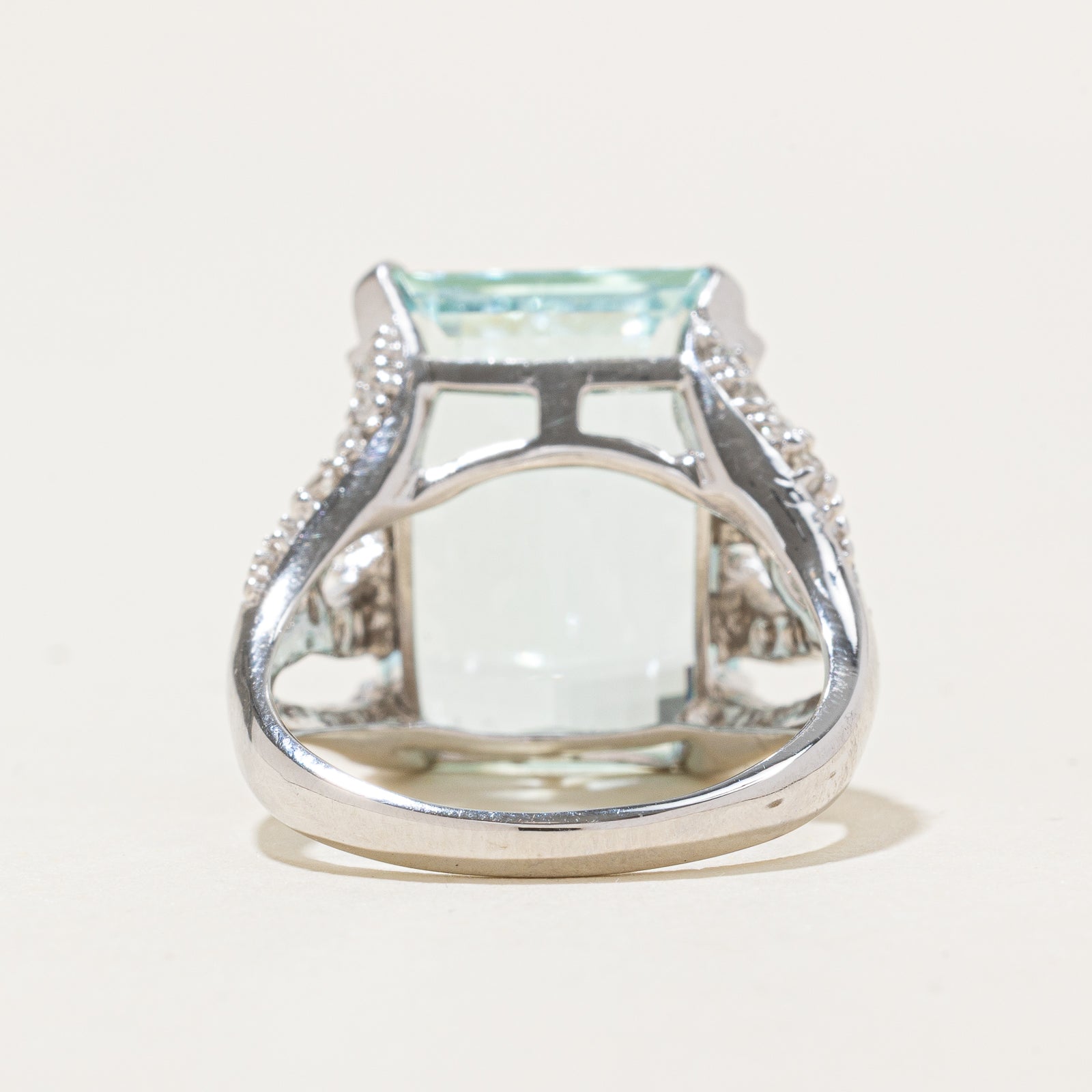 Stunning 13.00ct Aquamarine & 0.28ct Diamond Cocktail Ring - Size 8.5 | Elegant Statement Jewelry for Weddings, Parties & Special Occasions
