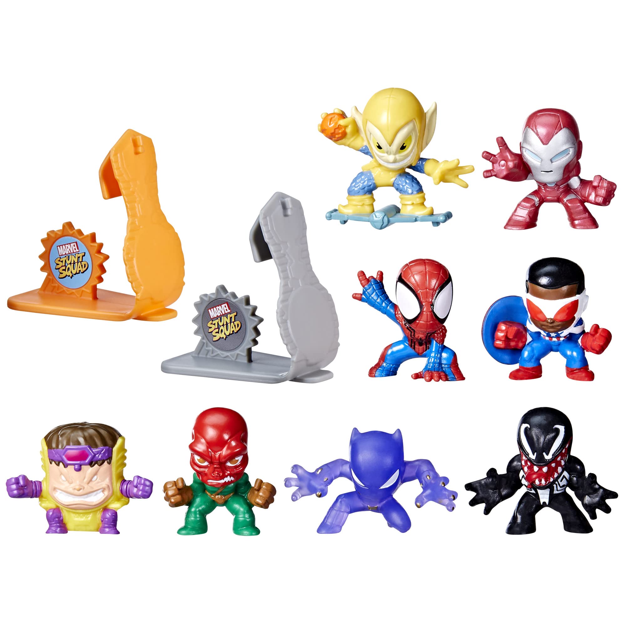 Marvel Stunt Squad Action Figure Set - 12-Piece Superhero Toy Collection with Mini Figures & Playset for Kids Ages 4+ | Birthday Gifts, Role Play, Superhero Battles