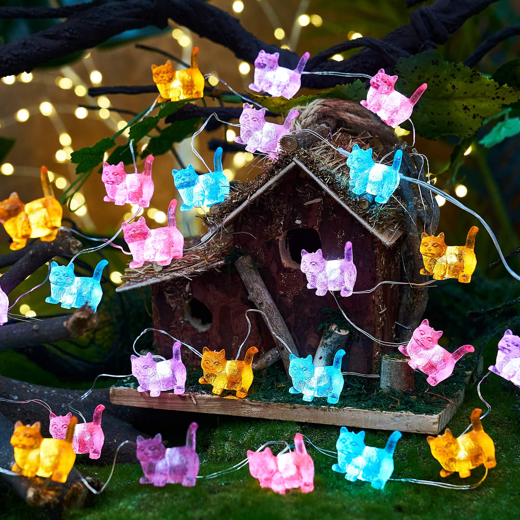 JASHIKA Cat String Lights - 10ft 30LED Battery Operated Decorative Fairy Lights for Bedroom, Wedding, Camping, Baby Shower & Party Decor | Cute Kitty Night Lights for Indoor Outdoor Use