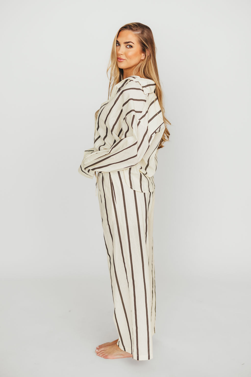 Rowan Pants in Black Stripe - Stylish Women's Casual Trousers for Work, Office & Everyday Wear | Comfortable & Fashionable Striped Pants