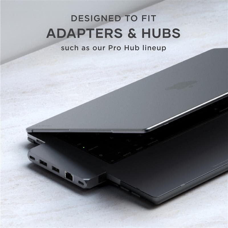 Satechi Eco Hardshell Case for MacBook Pro 14-inch 2021 (Model A2485) - Ultra Slim Lightweight Protective Cover with Hub & Adapter Access - Dark Color - Perfect for Work, Travel & Home Office Use