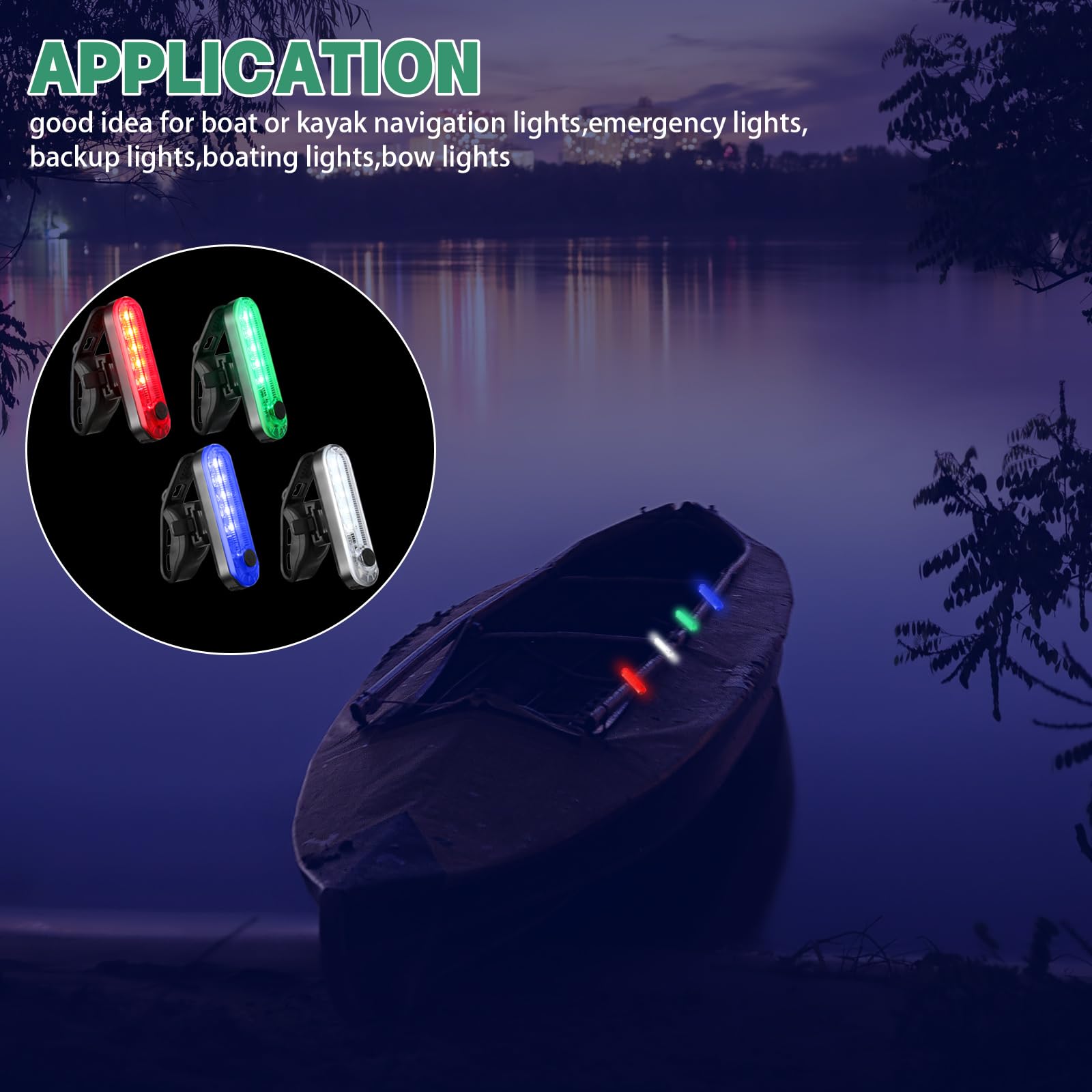 Treela 12-Piece Battery-Powered Boat Navigation Lights Kit - LED Kayak Lights for Night Boating, Pontoon & Dinghy Safety with 4 Flashing Modes | Perfect for Night Fishing, Water Sports & Marine Activities