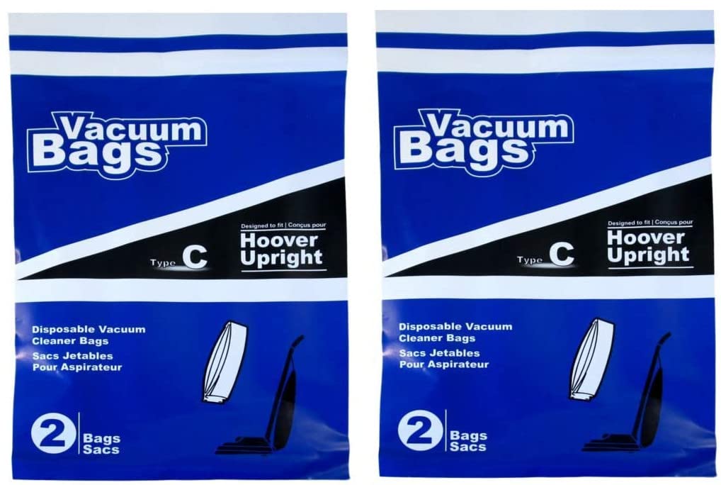 Disposable Type C Vacuum Cleaner Bags - 2 Pack (4 Bags Total) Compatible with Upright Hoover Vacuums | Perfect for Pet Hair, Dust & Allergen Removal | Home & Office Cleaning Accessories