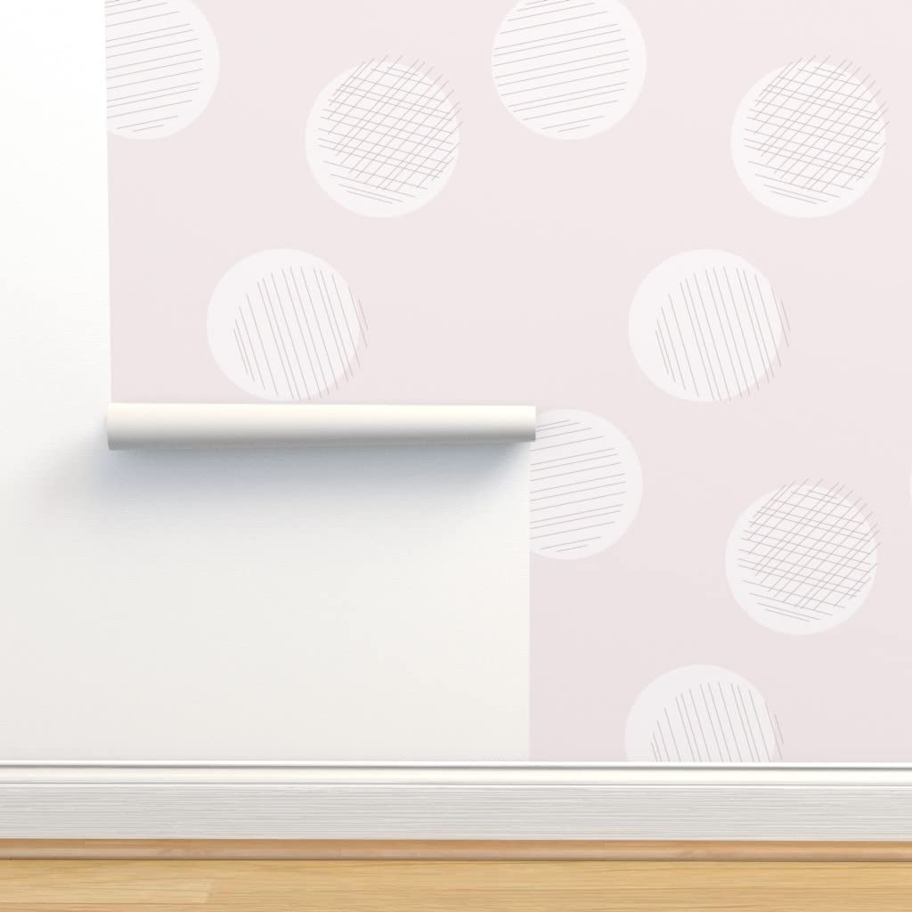 Peel & Stick Removable Wallpaper - 3ft x 2ft Mauve Polka Dot Design by Spoonflower | Perfect for Bedroom, Nursery & Home Office Decor