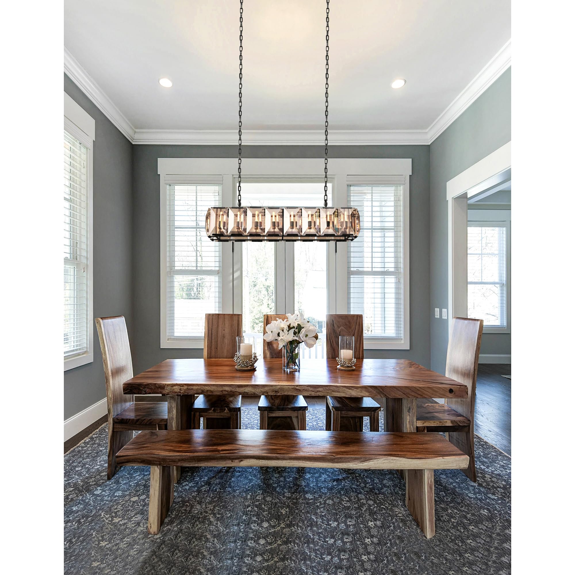 12-Light Farmhouse Metal Chandelier in Black - Rustic Dining Room Lighting for Kitchen, Entryway & Bedroom | CWI Lighting Jacquet Collection