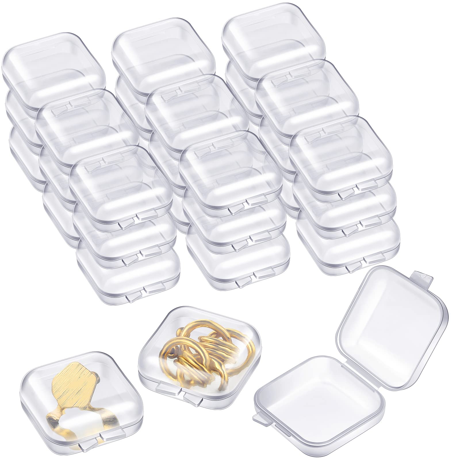 100 Pack Mini Clear Jewelry Boxes with Hinged Lid - Small Plastic Earring Organizers & Storage Containers for Necklaces, Rings, Bracelets - Perfect for Jewelry Display, Travel & Gift Packaging