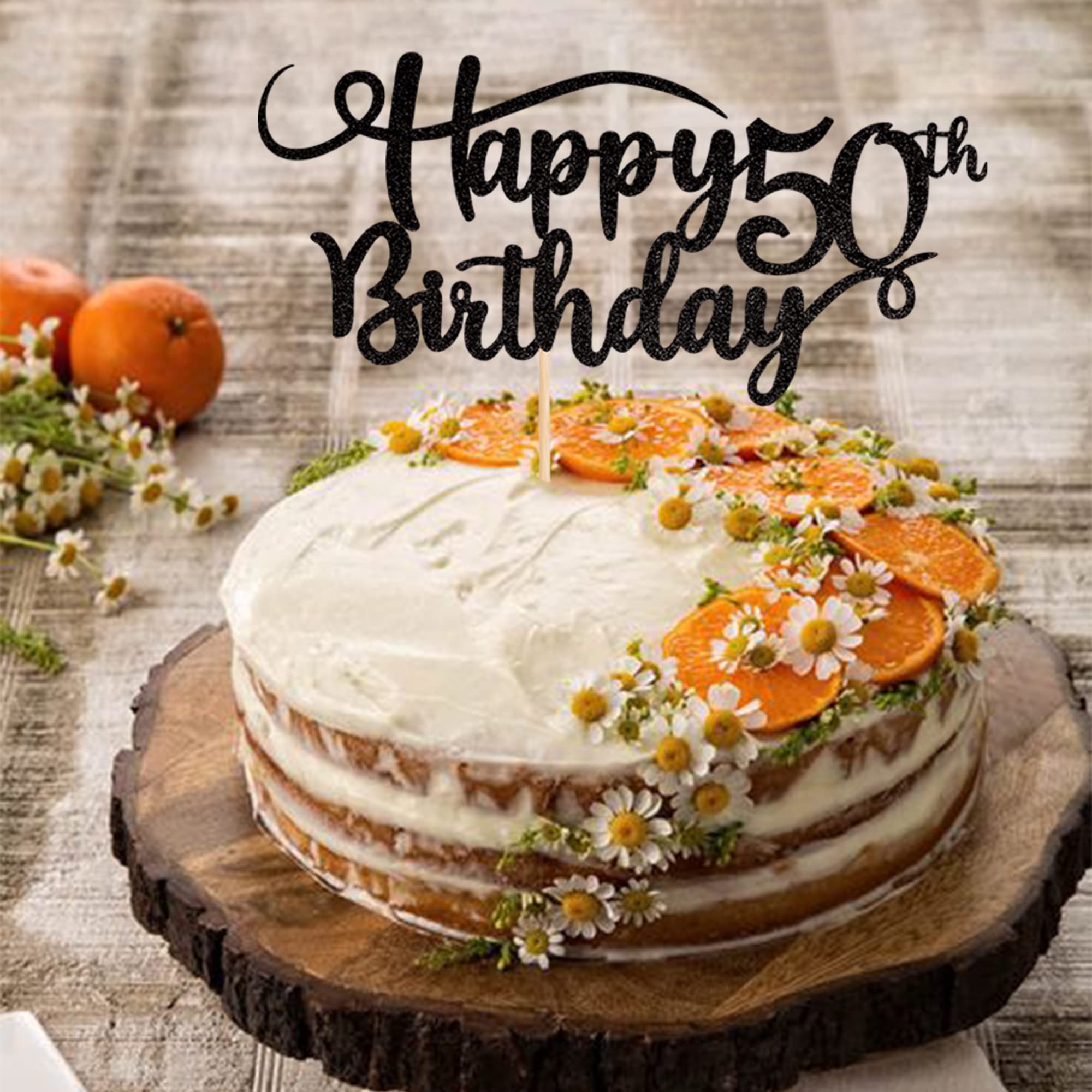 Rsstarxi 1 Pack Happy 50th Birthday Cake Topper - Glitter Number 50 Decorations for Fifty Years Old Anniversary Party Supplies - Perfect for Birthday Cakes, Cupcakes & Celebration Desserts