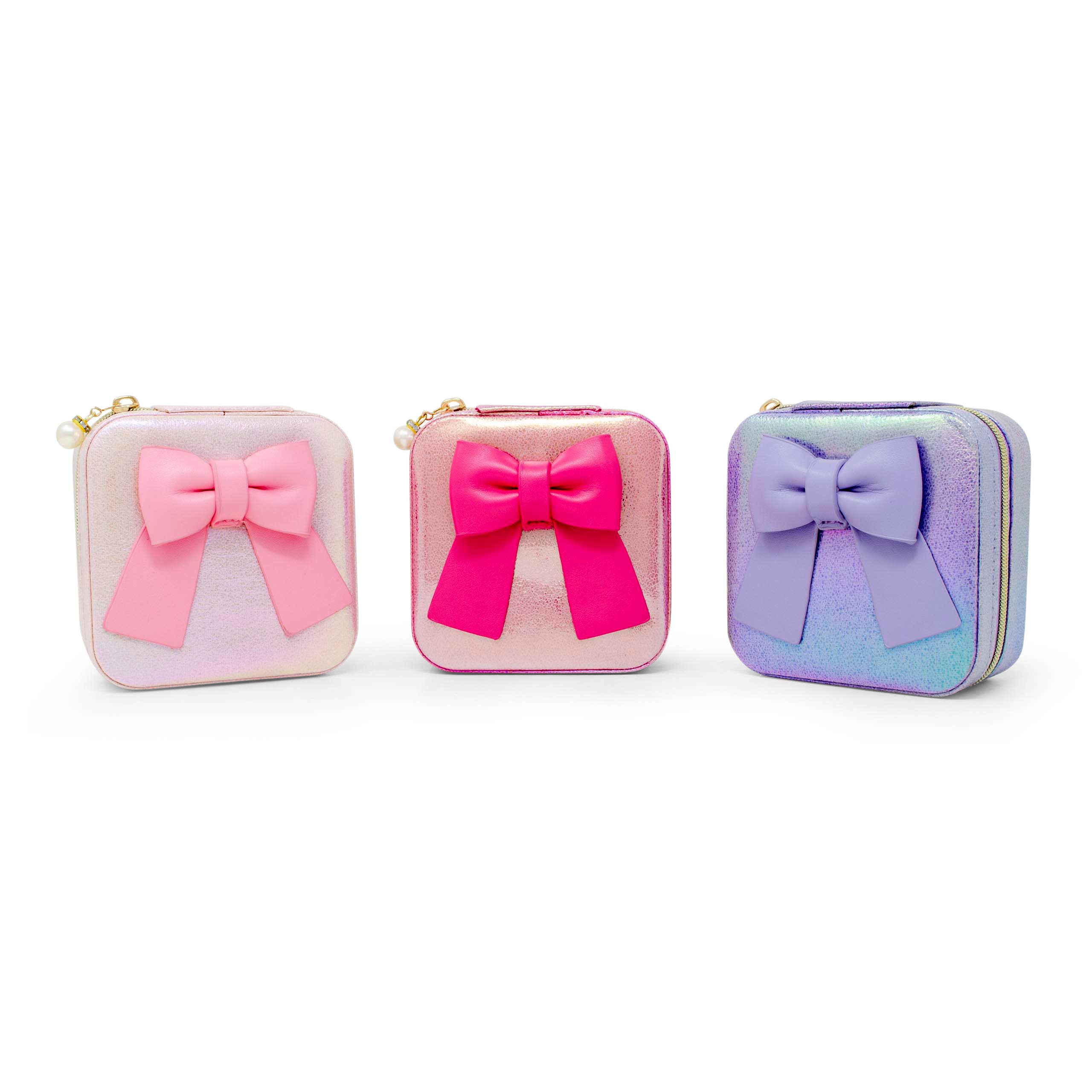 Shiny Jumbo Bow Jewelry Box - Purple Velvet Jewelry Organizer for Necklaces, Rings & Earrings | Perfect for Bedroom Vanity, Gift Giving & Travel Storage