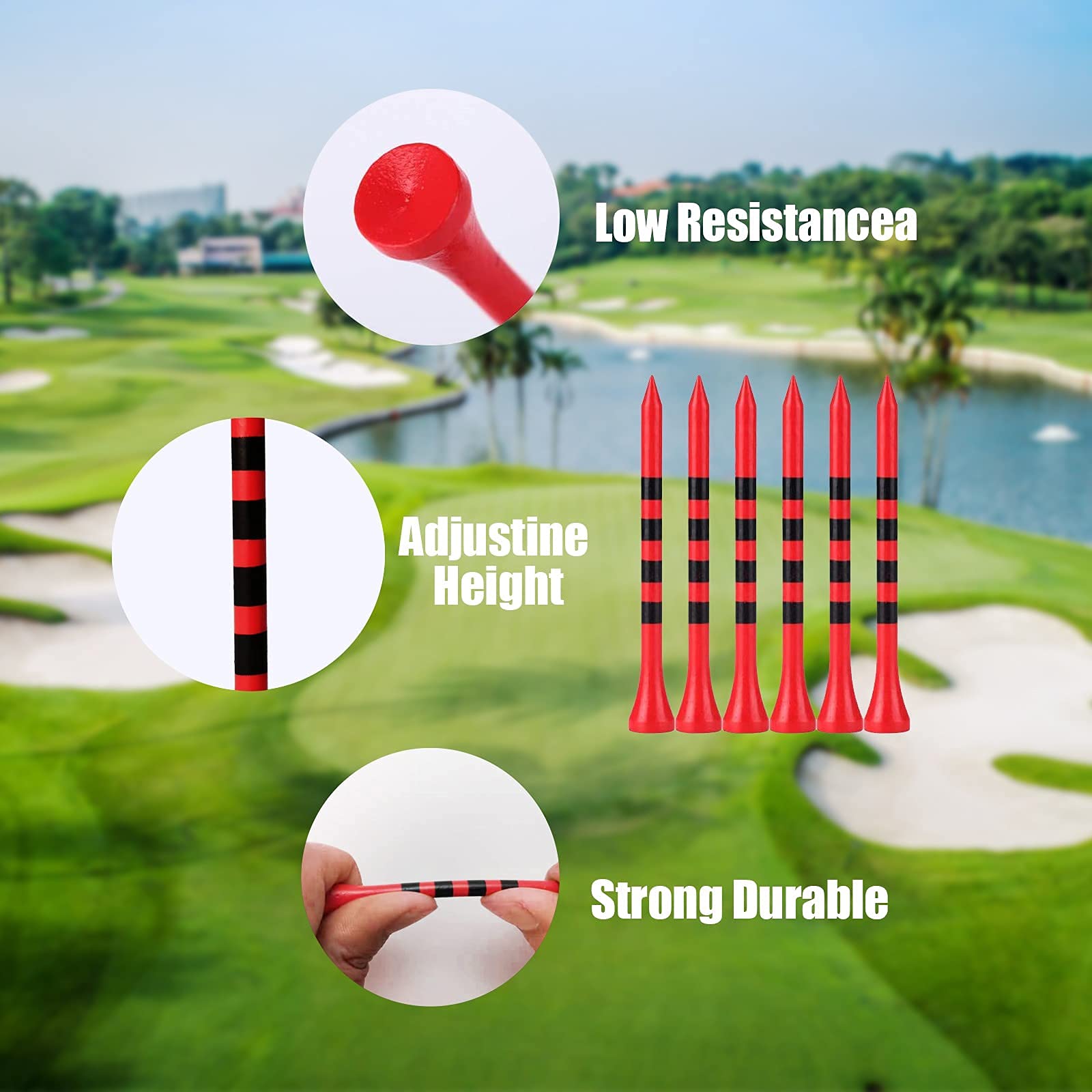 100 Pack 3 1/4 Inch Professional Bamboo Golf Tees - Durable & Stable Tee System Reduces Friction & Side Spin | Perfect for Driving Range & Tournament Play