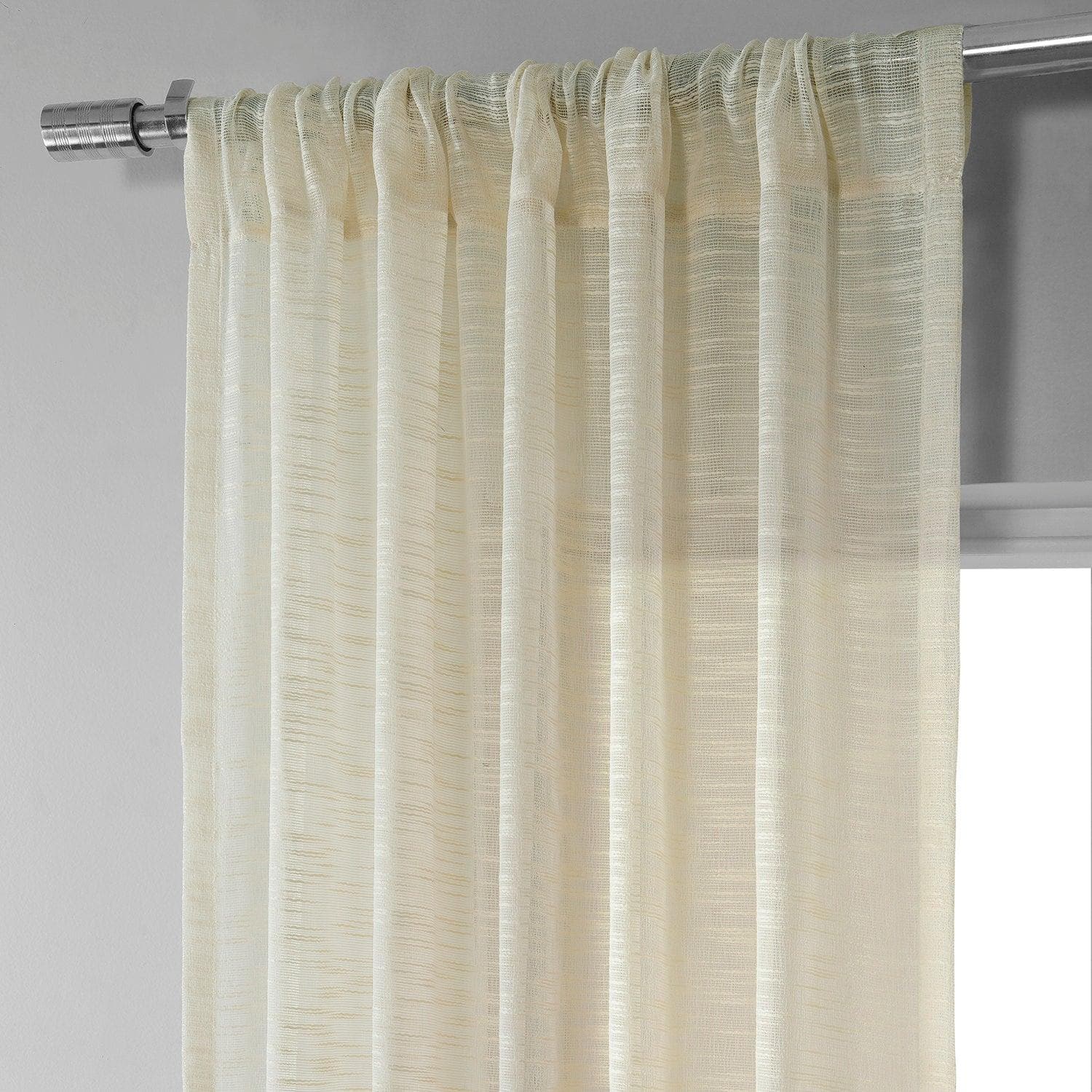 Breathable Cream Open Weave Linen Blend Sheer Curtains for Living Room & Bedroom - Light Filtering Window Drapes for Privacy & Natural Light