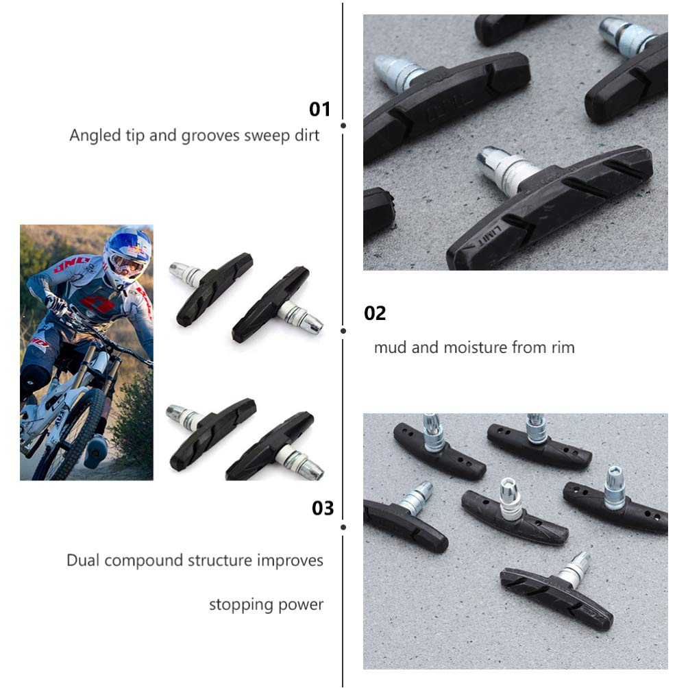 **BESPORTBLE V-Brake Pads for Bicycles - Durable Rubber Brake Pads for Road Bikes, Mountain Bikes & Hybrid Bikes - No-Skid, Silent Braking Performance - Perfect for Commuting, Cycling & Outdoor Adventures**