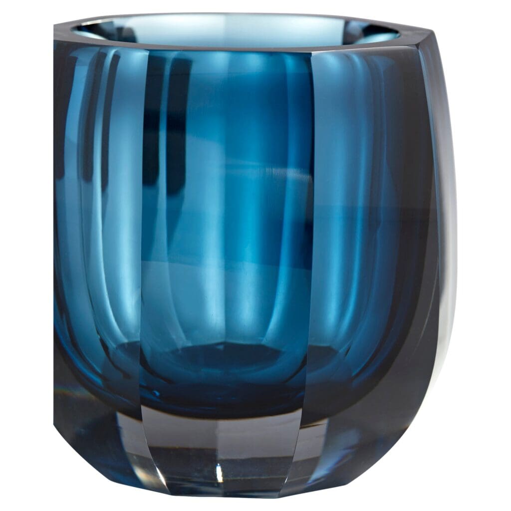 Cyan Design 11254 Azure Oppulence Vase - Large Blue & Clear Glass Vase for Home Decor, Wedding Centerpiece, Floral Arrangement