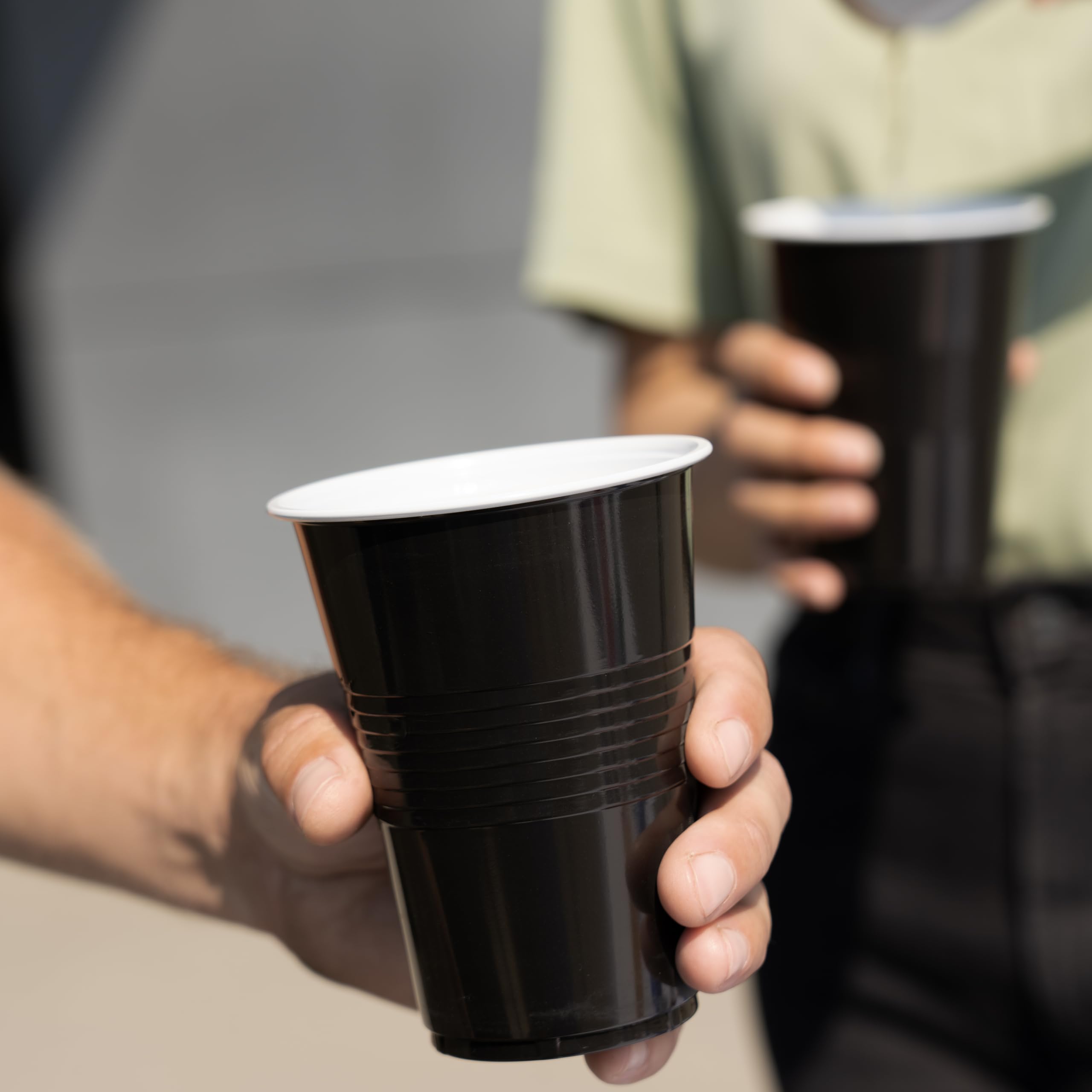 **50-Pack True Black 16oz Disposable Plastic Cups for Parties, Beer Pong, BBQs & Events - Heavy-Duty Drinking Cups for Soda, Cocktails & Beverages**