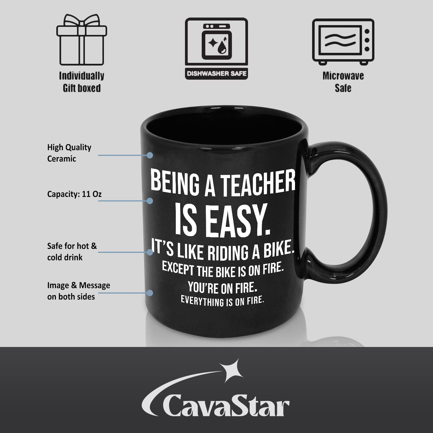 Funny Teacher Coffee Mug - 11oz or 15oz Ceramic Cup with 'Being A Teacher Is Easy' Sarcastic Design - Perfect Teacher Appreciation Gift, Back to School Present & Humorous Office Desk Accessory for Educators