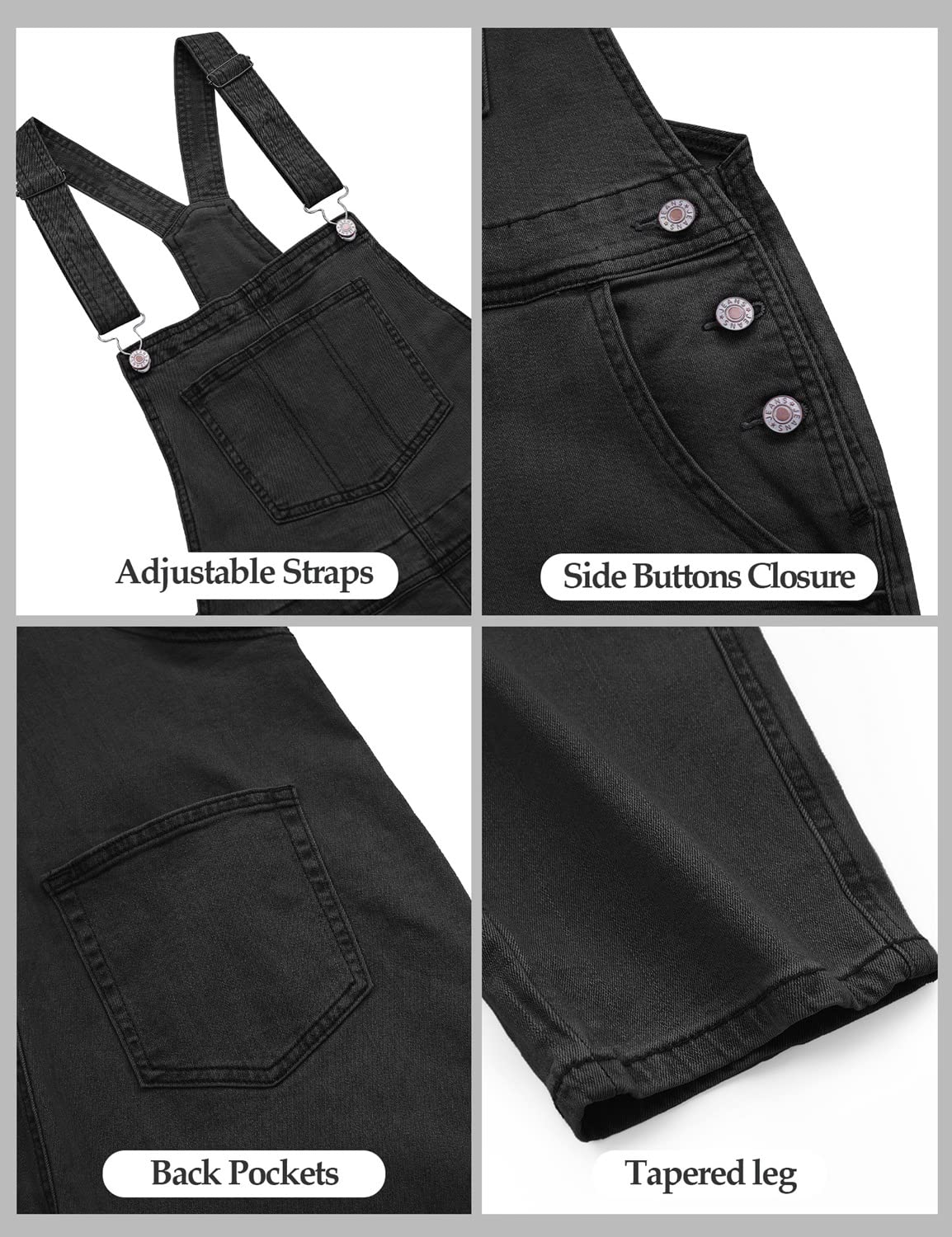 GRAPENT Women's Loose Fit Stretch Denim Overalls - Comfortable Jean Bib Jumpsuit with Pockets | Perfect for Casual Wear, Work, and Outdoor Activities