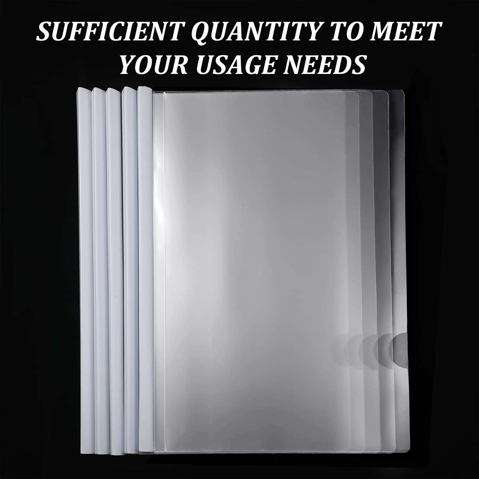 BBTO 100-Pack Clear Sliding Bar Report Covers for A4 Paper - Letter Size 12 x 8.7 Inches - Perfect for Resume, Presentation, School & Business Documents - White Document Binders & File Folders for Office, Classroom & Professional Use
