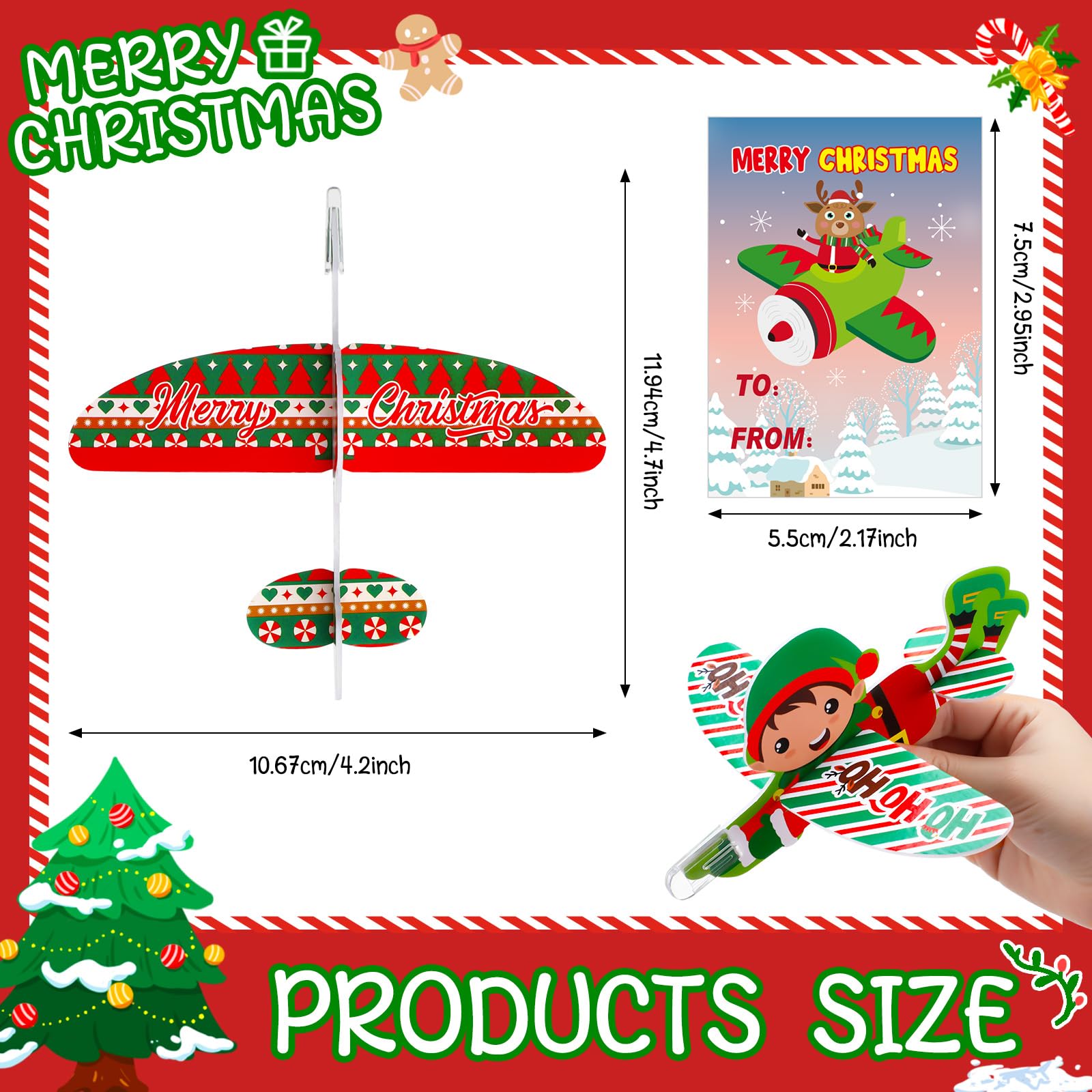 40 Pack Christmas Foam Glider Airplanes for Kids - Bulk Flying Toy Planes for Stocking Stuffers, Xmas Party Favors & Classroom Activities - Fun Outdoor/Indoor Play for Home, School & Holiday Gatherings