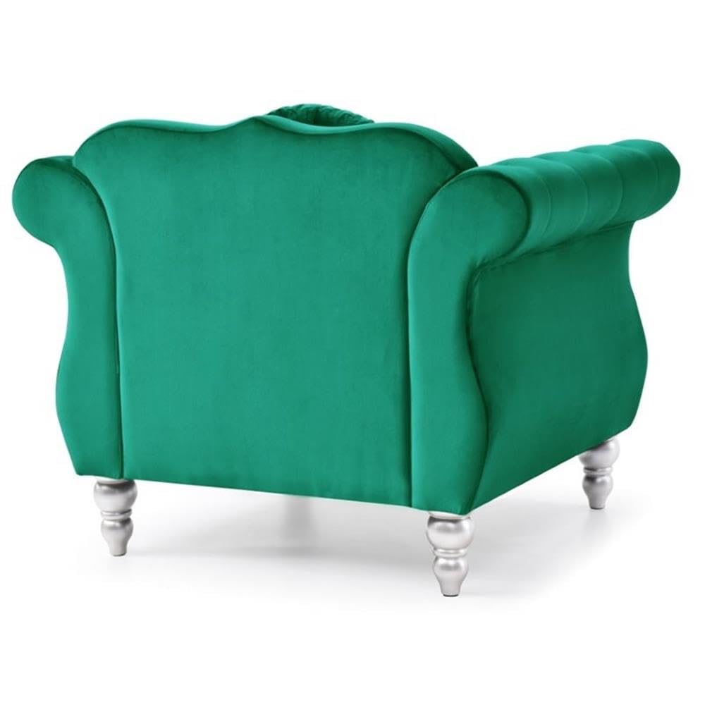 Luxury Hollywood Velvet Accent Chair in Emerald Green - Mid-Century Modern Living Room Furniture for Home Decor & Lounge Seating
