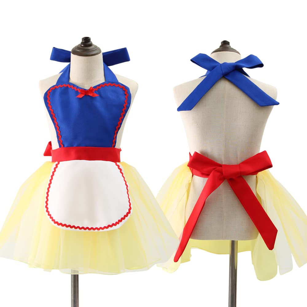 Girls Princess Costume Apron - Kids Cooking Kitchen Apron for Birthday Party & Dress Up Play - Perfect for Pretend Play, Tea Parties & Baking Activities
