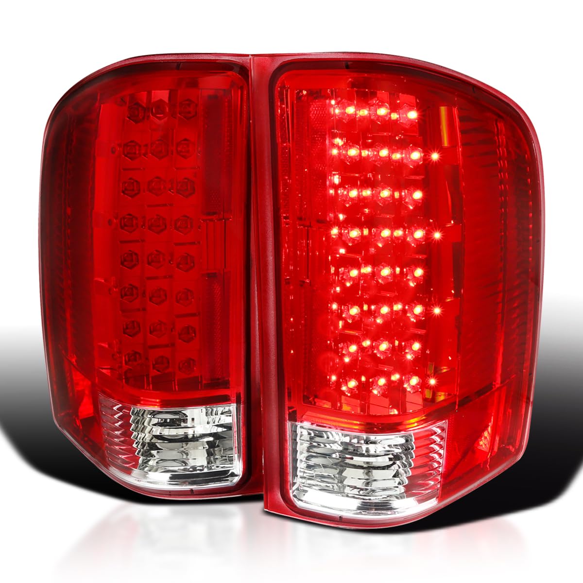 Spec-D Tuning Red LED Tail Lights for 2007-2013 Chevy Silverado 1500/2500/3500 - Left & Right Pair Assembly - Durable, Bright & Easy Installation - Perfect for Night Driving & Custom Truck Upgrades
