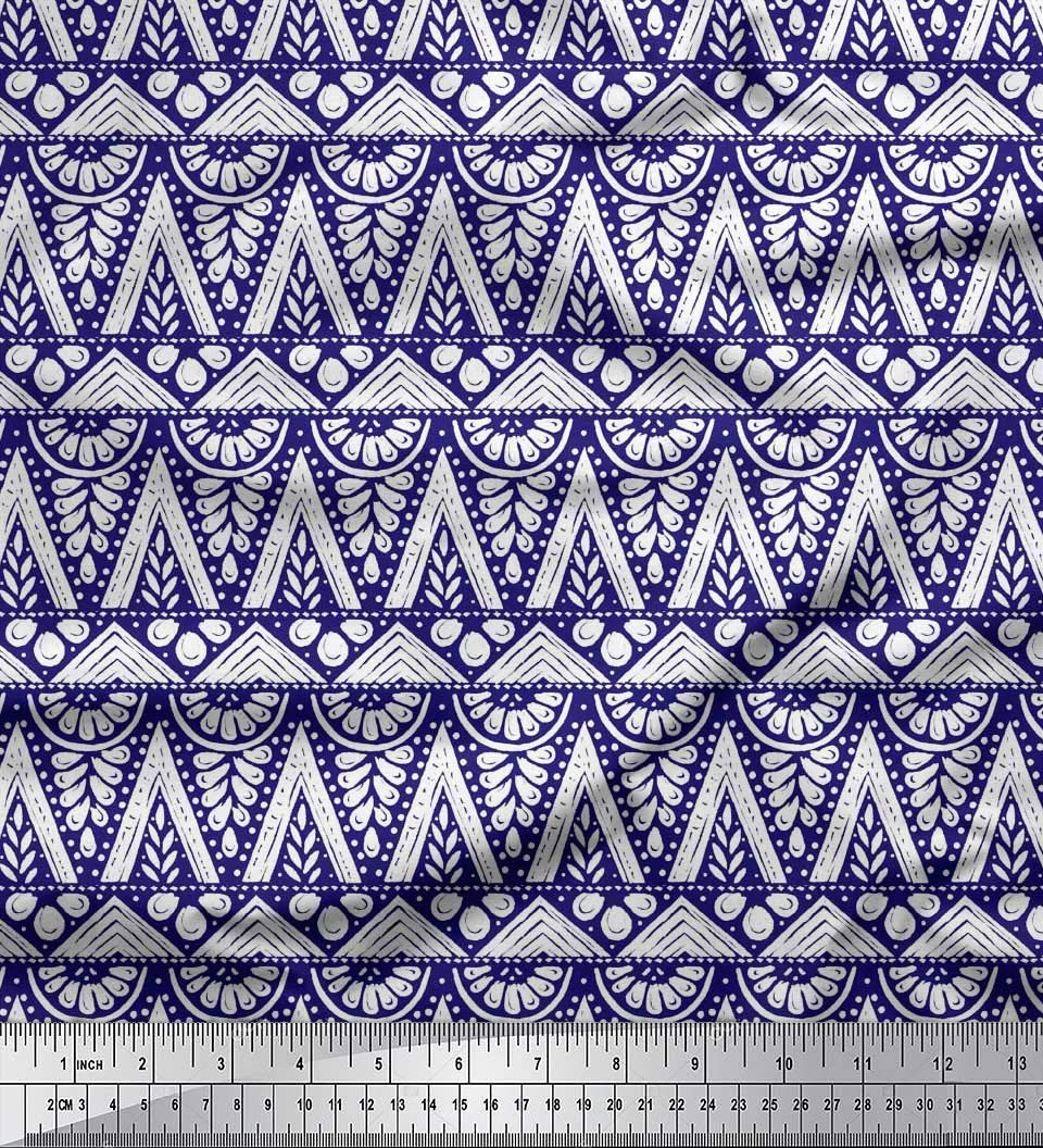 Soimoi Moss Georgette Brown Fabric by The Yard - 42 Inch Wide Geometric Floral Printed Fabric for Dresses, Curtains & Home Decor - Modern Botanical Design Fabric for Sewing & DIY Projects