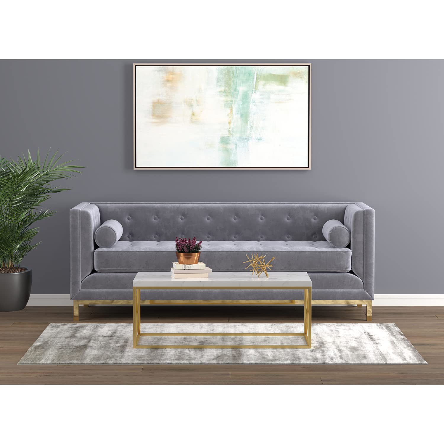 Safdie & Co. Modern Marble Coffee Table - Luxury Living Room Furniture for Home Decor & Interior Design | Perfect for Small Spaces, Apartments & Office Reception Areas