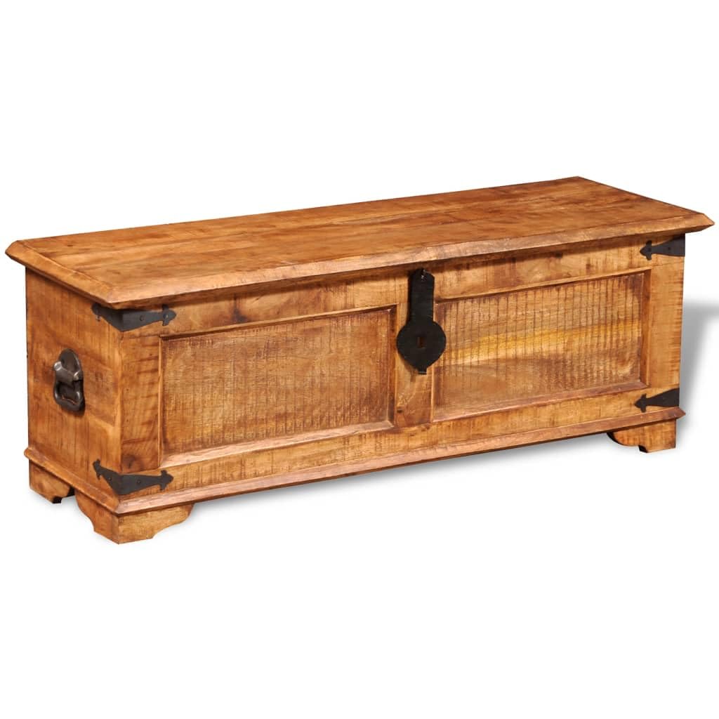 Solid Wood Storage Chest - Rustic Wooden Treasure Box with Sturdy Construction, 43.3