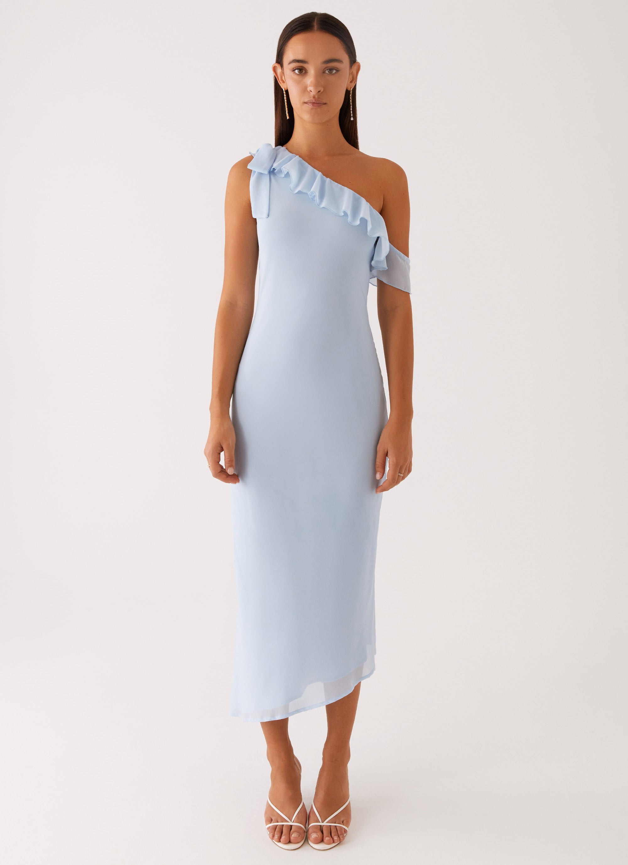 Faithful Midi Dress for Women - Elegant Blue Floral Summer Dress with Short Sleeves | Perfect for Church, Weddings, and Casual Outings
