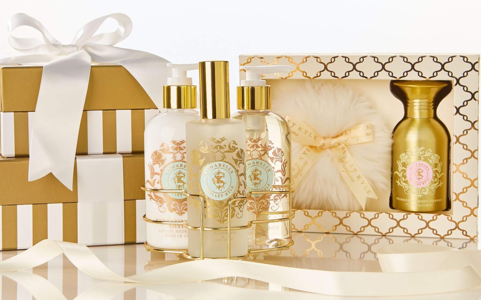 Shelley Kyle Lorelei Complete Gift Set - Hydrating Body Lotion, Foaming Bath Gel & Perfume in Elegant Cream & Gold Gift Box with Ribbon | Perfect Birthday, Anniversary & Valentine's Day Present for Her