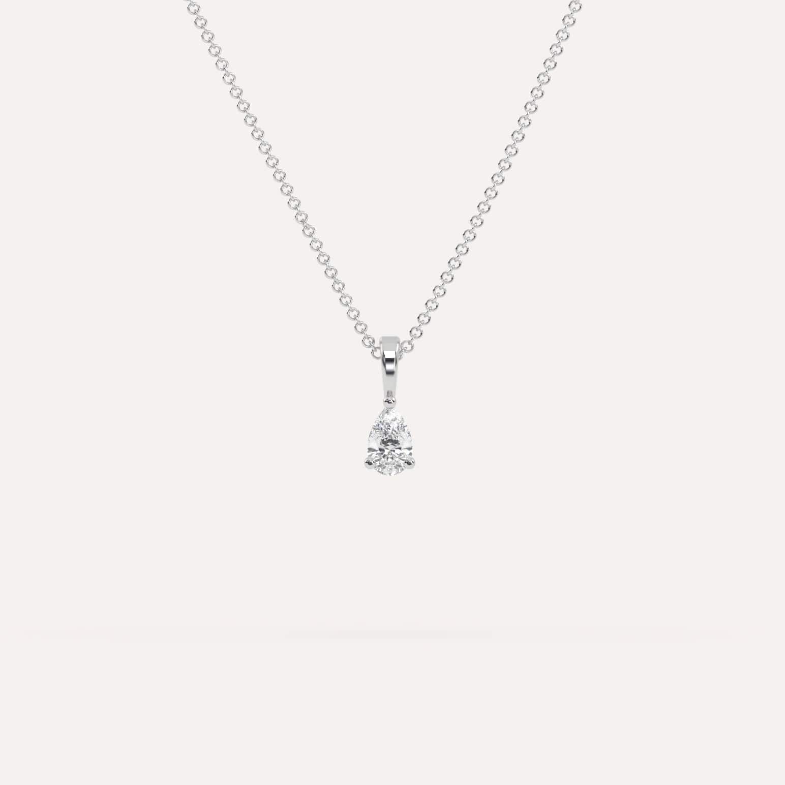 1/2 Carat Pear Diamond Pendant Necklace - 14K White Gold Dainty Solitaire Jewelry Gift for Women - Perfect for Weddings, Anniversaries & Special Occasions