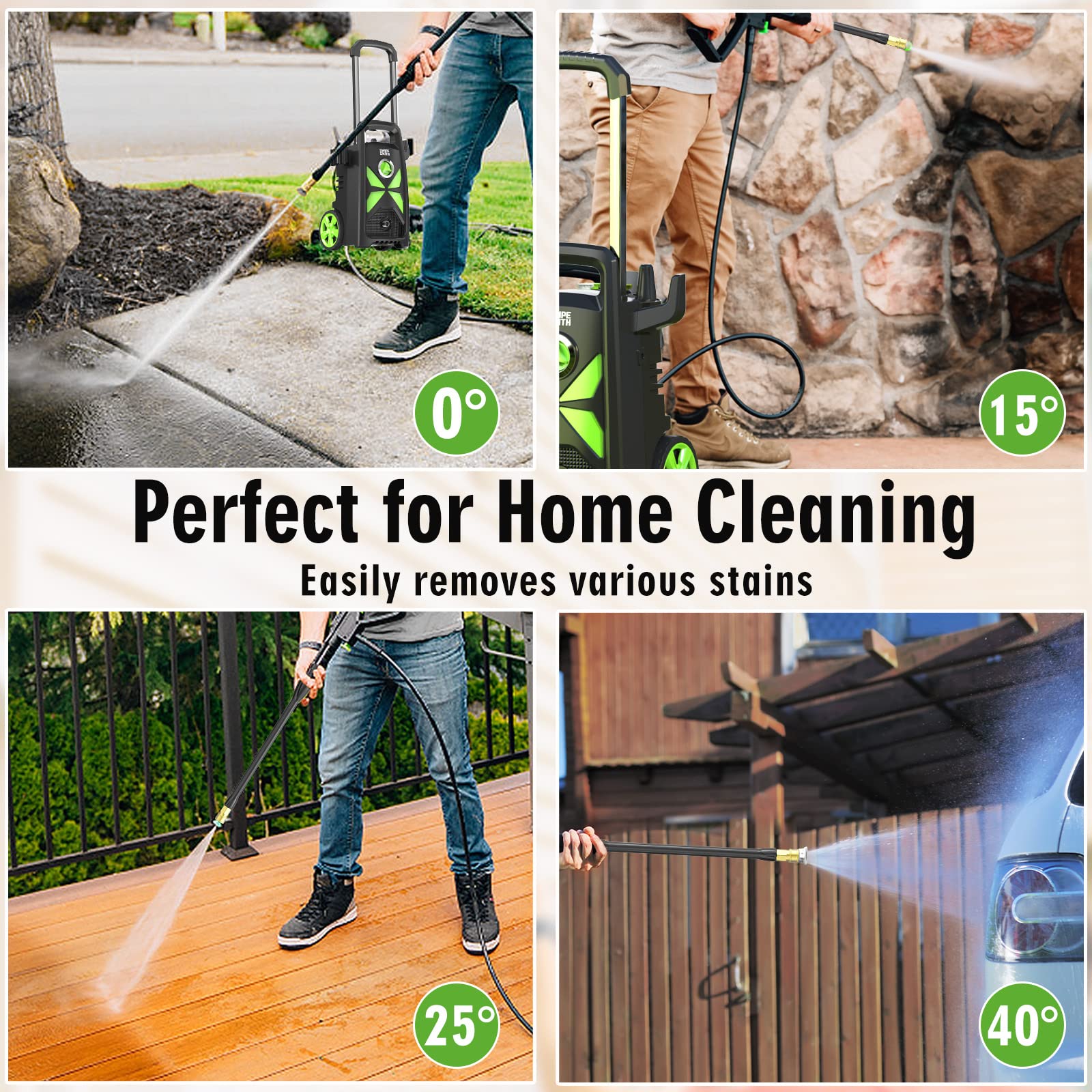 SWIPESMITH Electric Pressure Washer 2000 PSI - High Power Pressure Washer Machine with 25ft Hose Reel, 4 Quick Connect Nozzles & Foam Cannon - Ideal for Car Washing, Driveway Cleaning, Patio & Deck Cleaning, Home Exterior & Floor Cleaning
