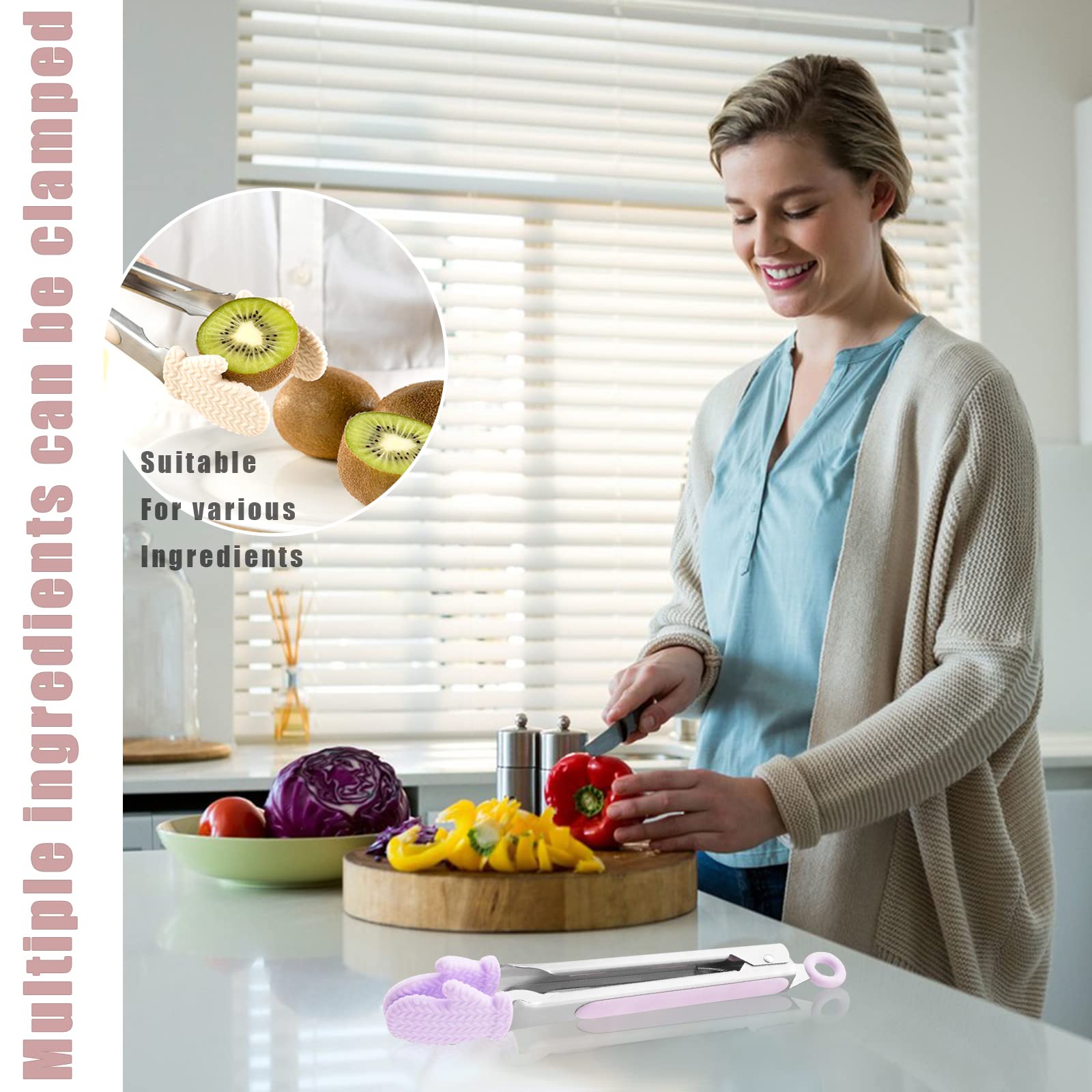 2Pcs Non-Slip Silicone Cooking Utensils Set - Heat-Resistant Salad Tongs & Serving Tongs (9'' & 12'') for Kitchen, BBQ, Picnic - Apricot Color Kitchen Tools for Cooking, Serving & Food Prep