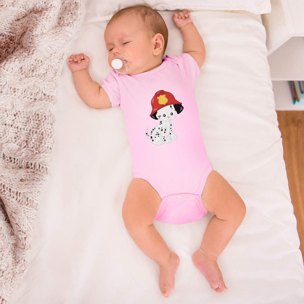 Custom Personalized Baby Bodysuit - Firefighter Dog Design - 100% Cotton Baby Clothes for Boys & Girls - Perfect for Newborn Gifts, Photo Shoots & Everyday Wear