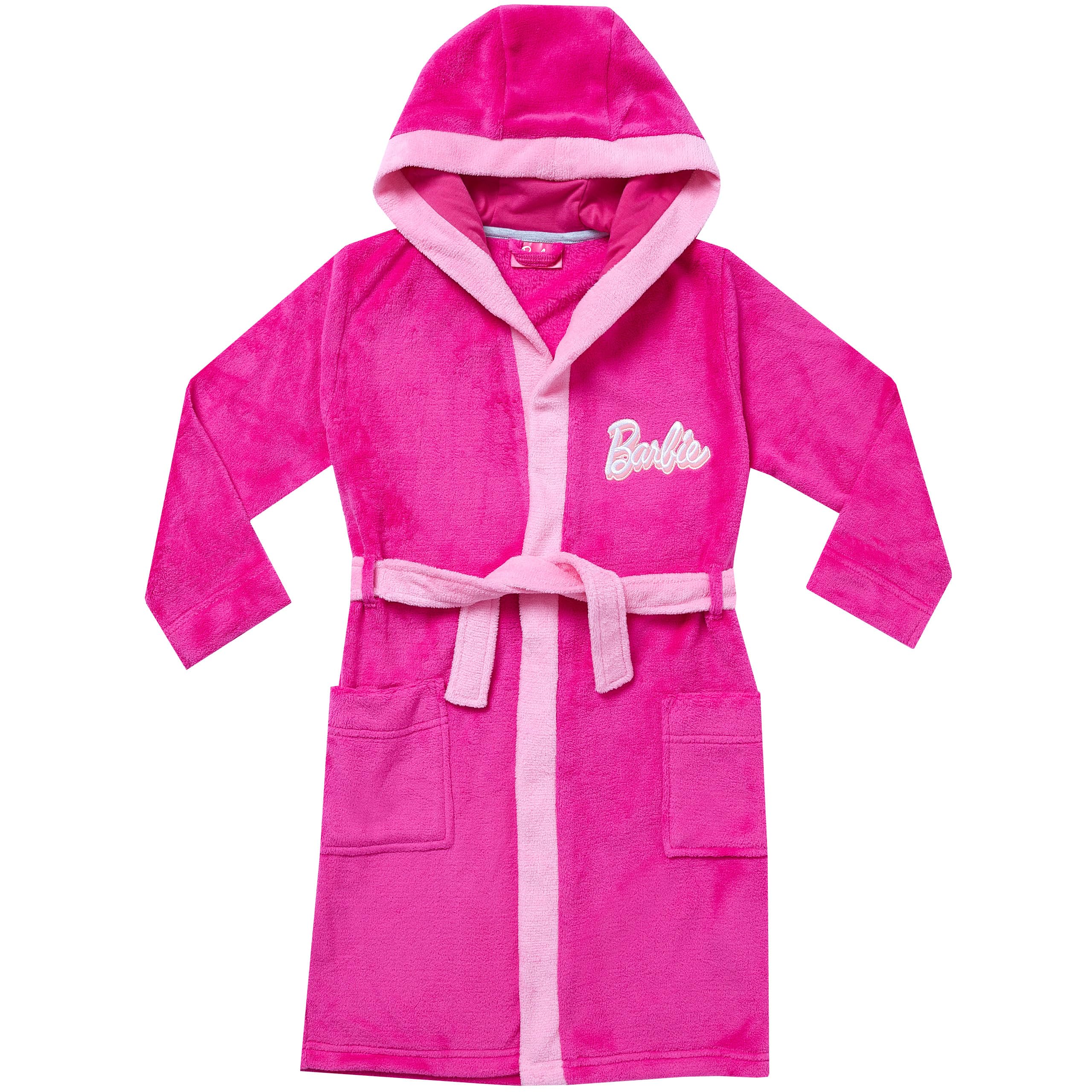 Barbie Girls Dressing Gown and Pajamas Set - Pink Fluffy Robe & Cute Sleepwear for Kids - Perfect for Sleepovers, Birthday Gifts & Cozy Bedtime
