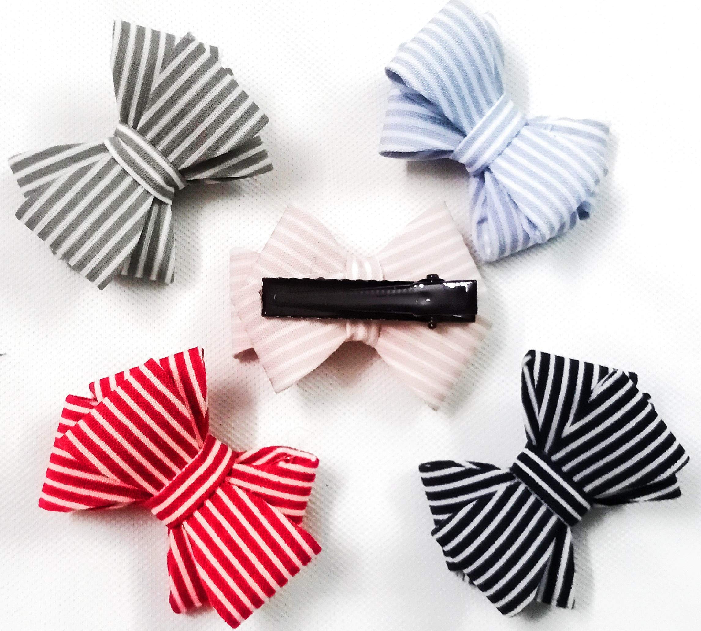 Rubela Sonpal Women's Hair Clips - 5 Piece Multicolor Polka Dot Bow Hairpins Set (Red, Black, Blue) | Stylish Hair Accessories for Parties, Weddings & Everyday Wear