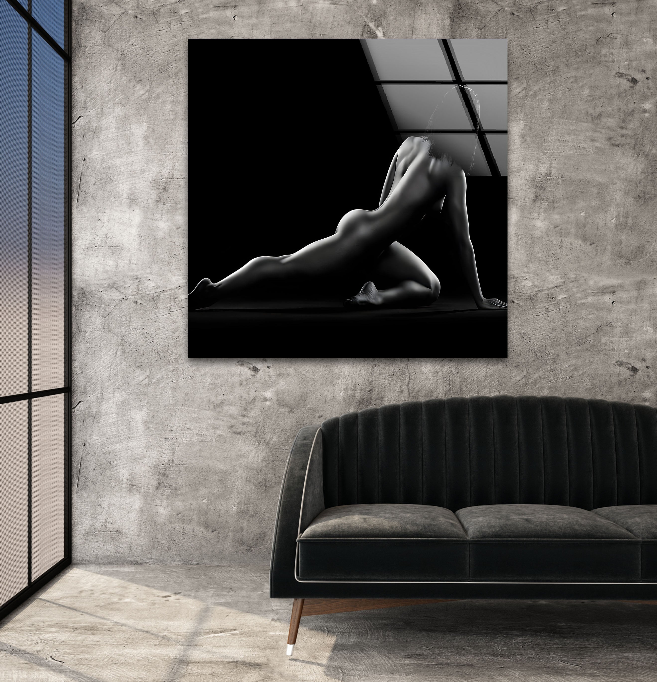 Elegant Black and White Woman Portrait Glass Wall Art - Modern Home Decor for Living Room, Bedroom, or Office