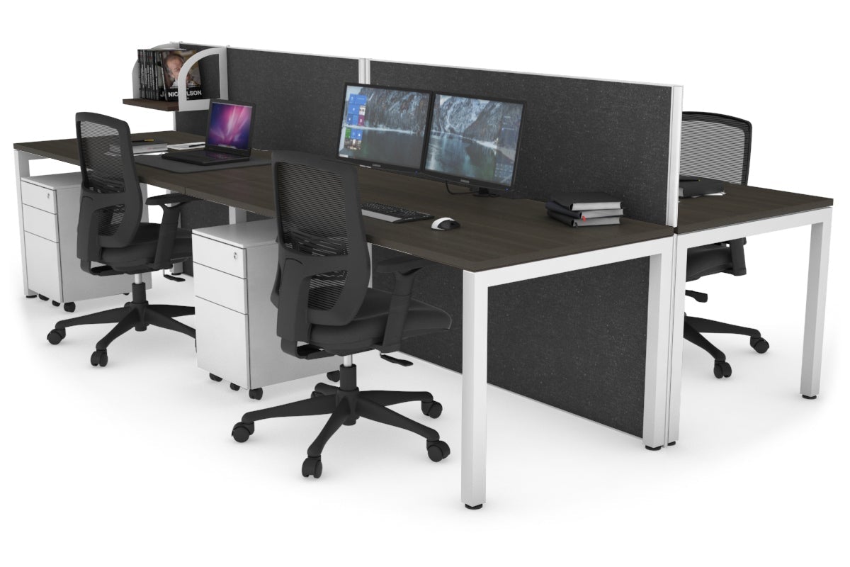 Horizon Quadro 4-Person Office Workstation Bench with Square Legs - 1600L x 800W with Cable Management Scallop - Perfect for Collaborative Workspaces & Open Office Environments