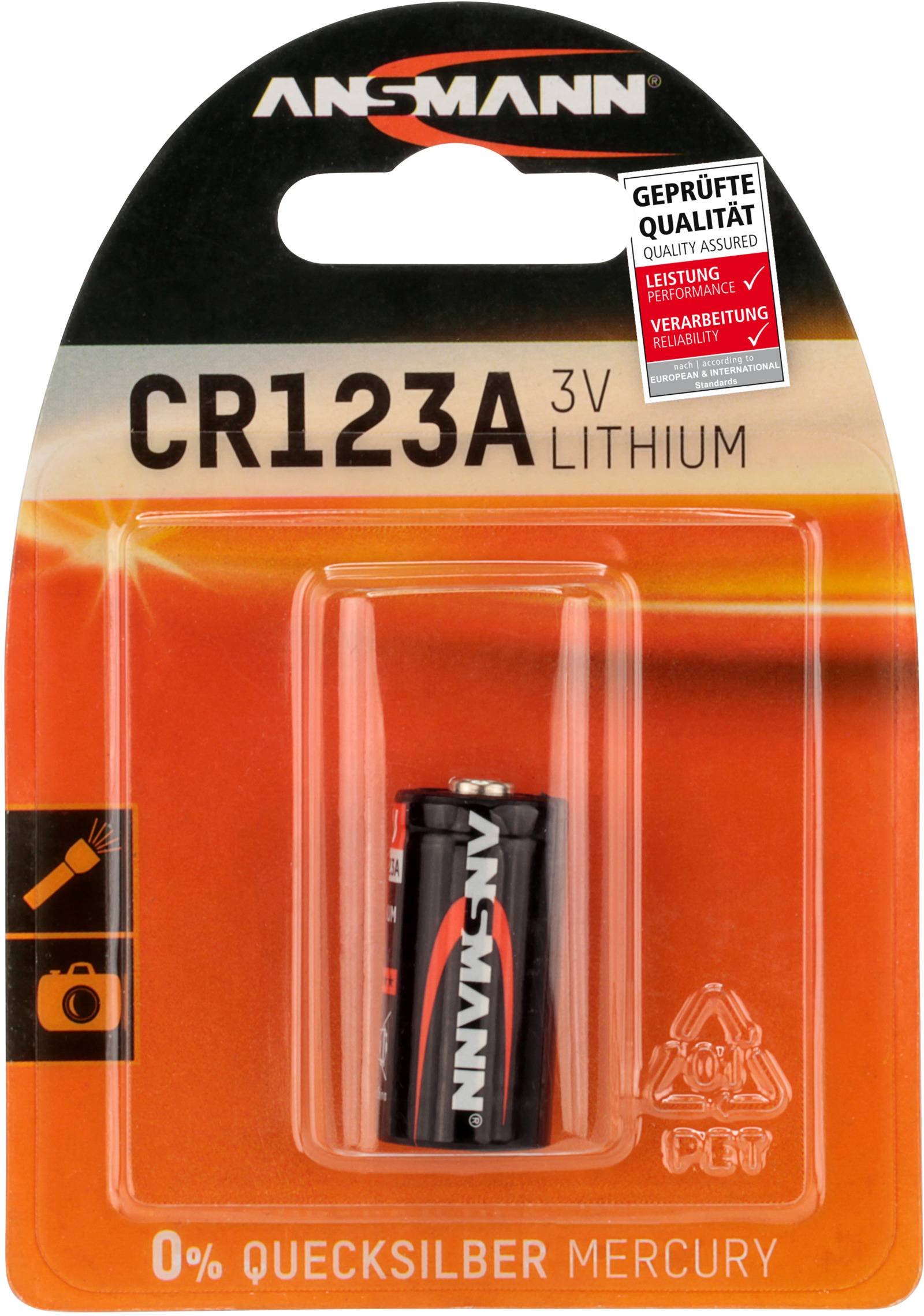 Ansmann CR123A 3V Lithium Batteries - Long Lasting Power for Cameras, Flashlights & Security Devices - Pack of 4
